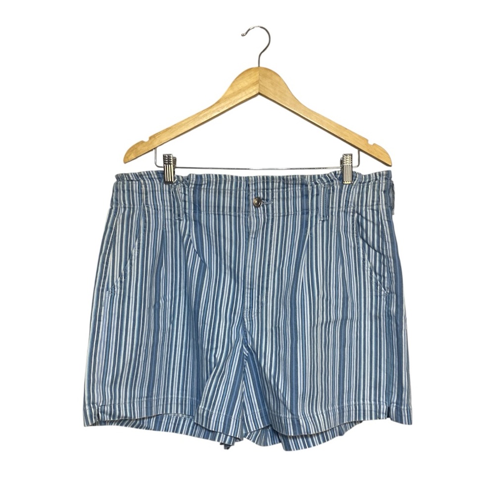 American Eagle Women’s High Rise Stretch Mom Short Blue Striped Size 18